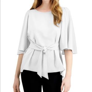 White Tie Front Blouse